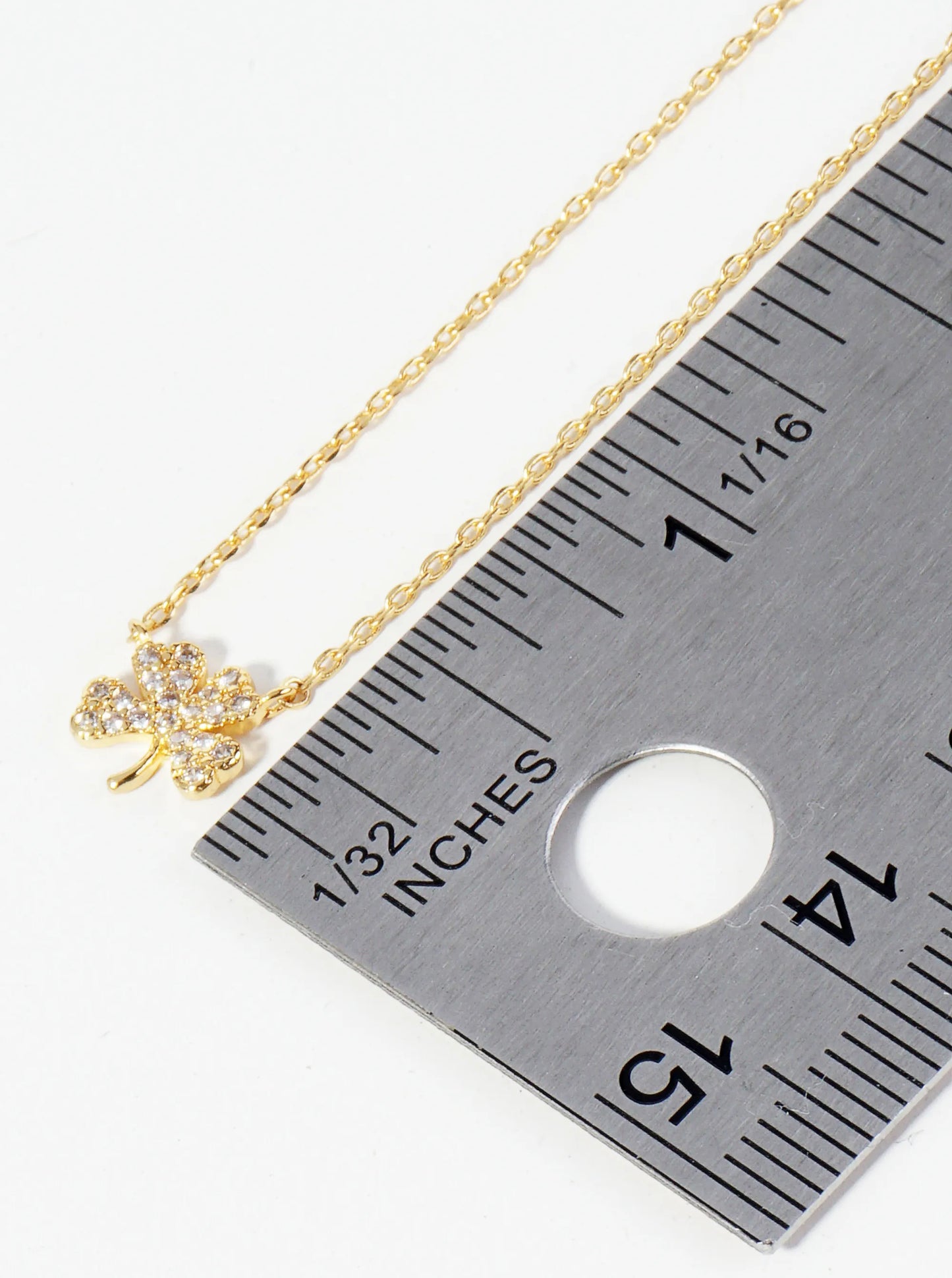 18K Gold Dipped Micro Pave Set CZ Clover Pendant Necklace