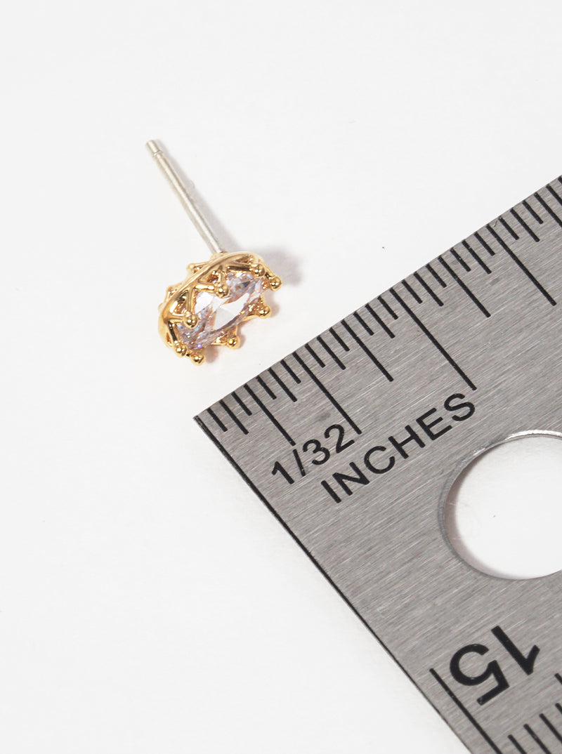 18K Gold Dipped Oval Shape CZ Post Stud Earrings