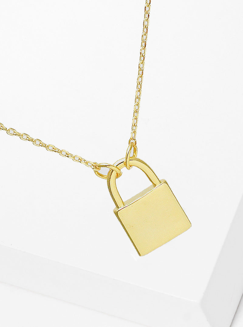 18K Gold Dipped Padlock Pendant Necklace