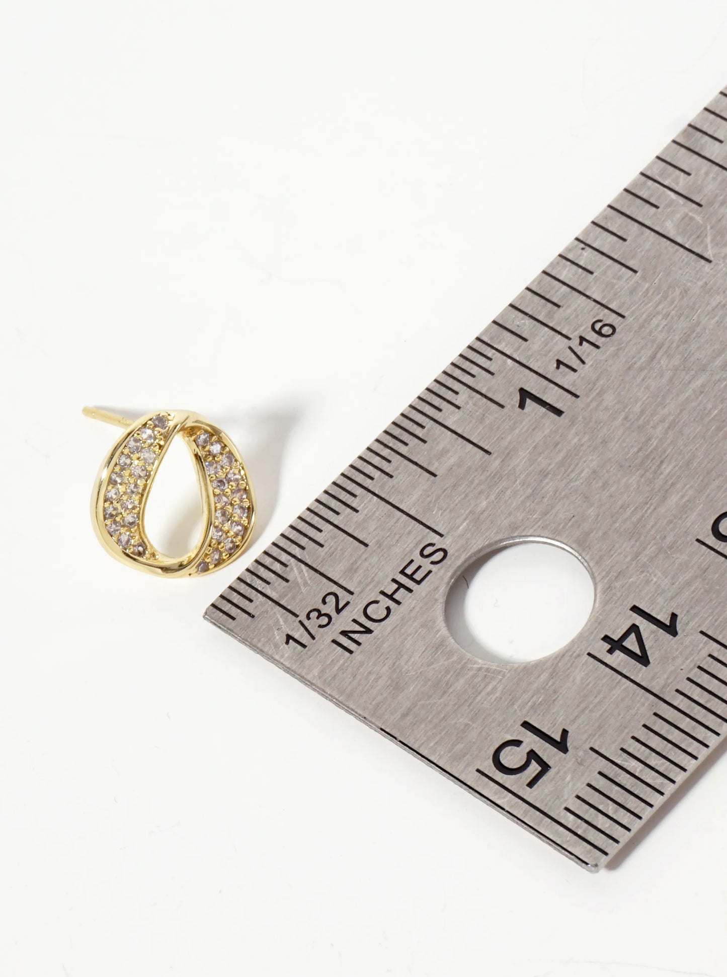 18K-Gold-Dipped Pave-Set CZ 11mm Infinity Circle Minimalist Stud Earrings