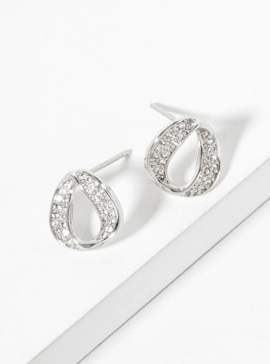 18K-Gold-Dipped Pave-Set CZ 11mm Infinity Circle Minimalist Stud Earrings