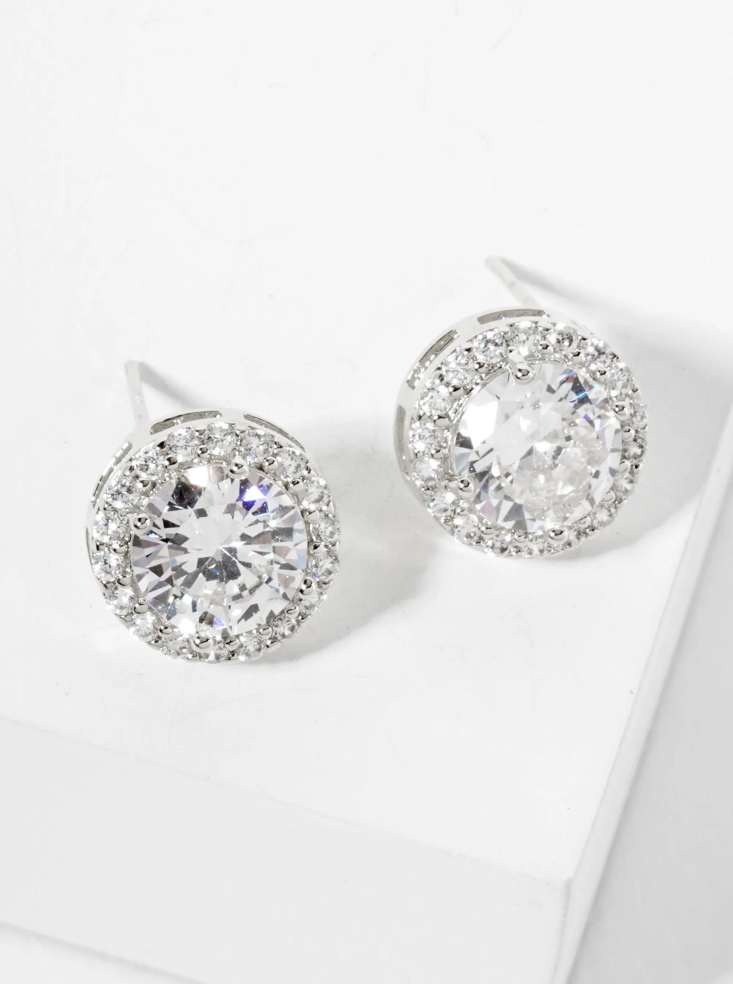 18K Gold Dipped Pave Set CZ 4-Prong 7mm Stone Stud Earrings