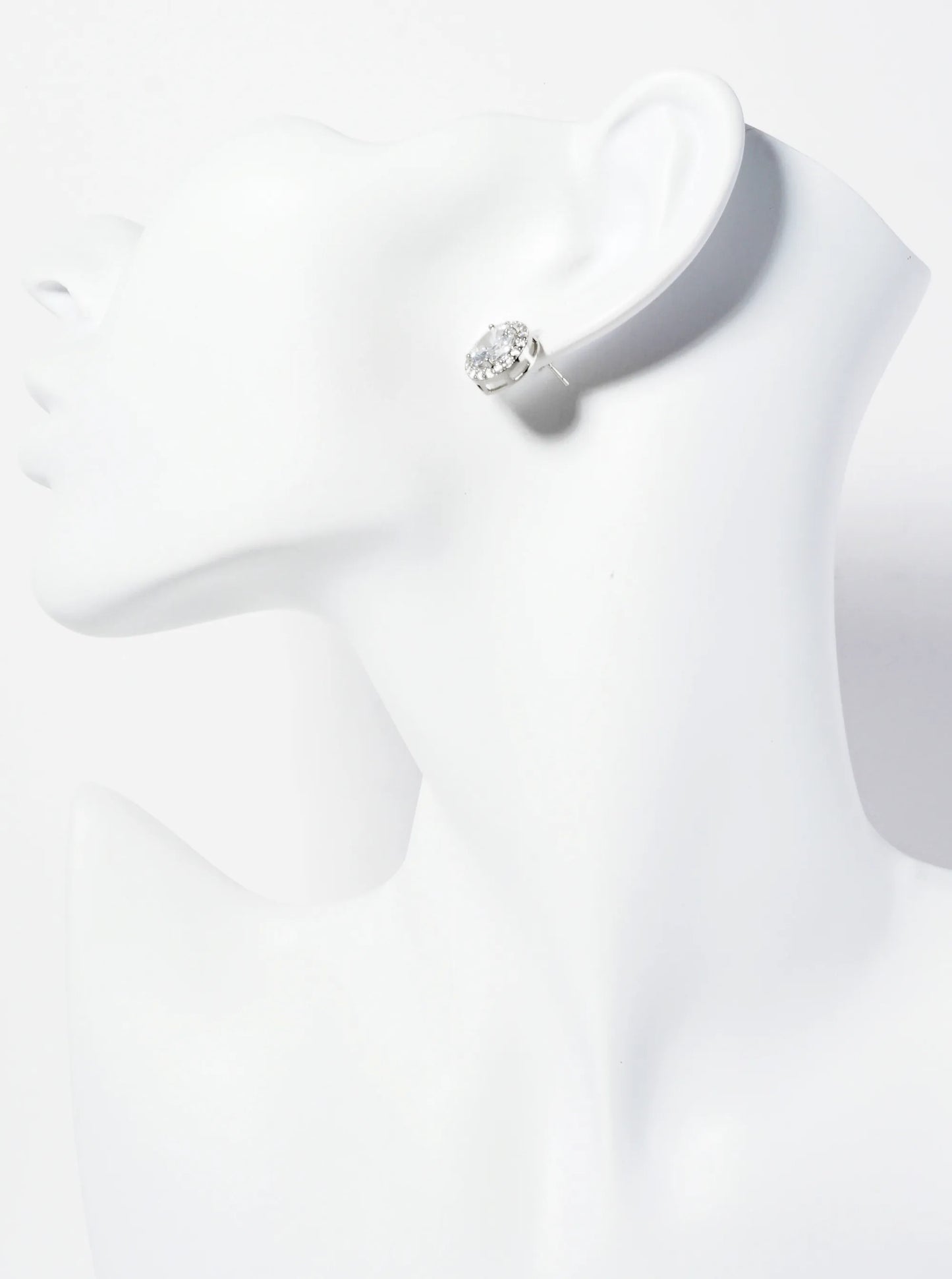 18K Gold Dipped Pave Set CZ 4-Prong 7mm Stone Stud Earrings