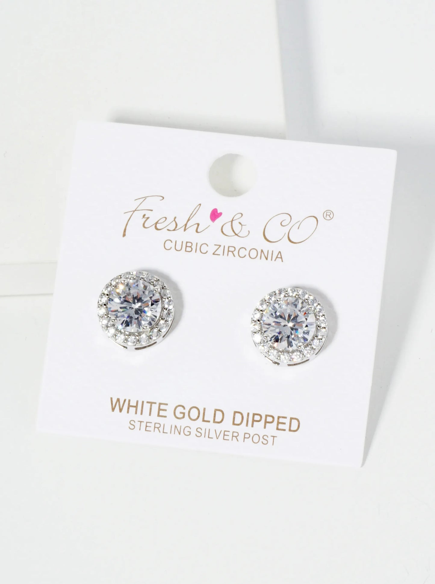 18K Gold Dipped Pave Set CZ 4-Prong 7mm Stone Stud Earrings