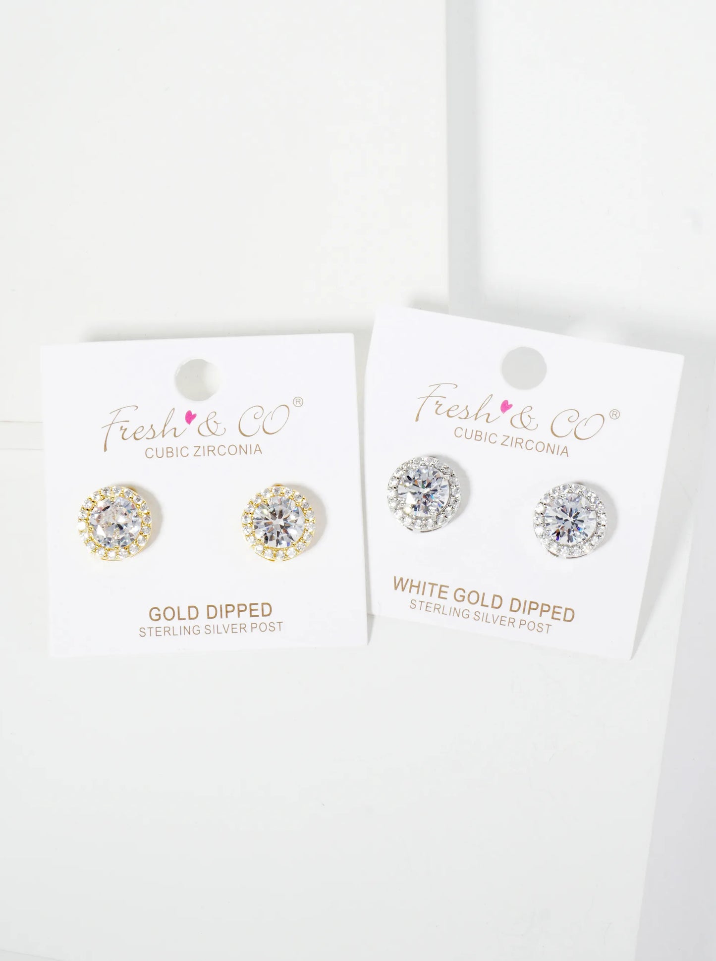 18K Gold Dipped Pave Set CZ 4-Prong 8mm Stone Stud Earrings