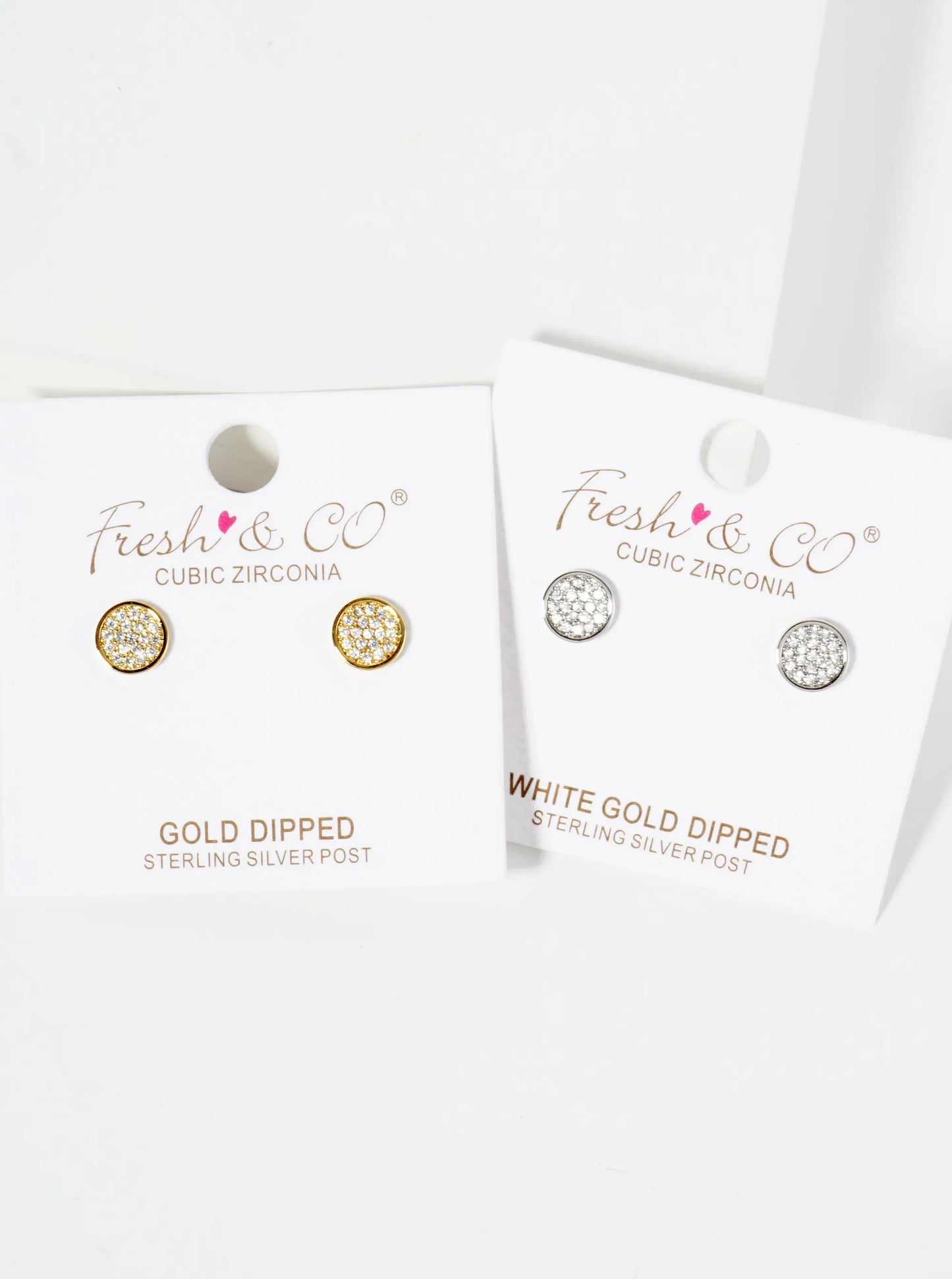 18K Gold Dipped Pave Set CZ 7mm Dainty Round Stud Earrings