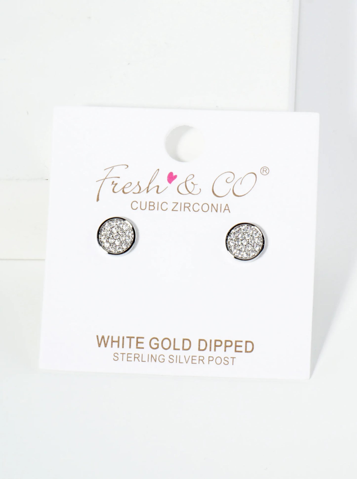 18K Gold Dipped Pave Set CZ 7mm Round Stud Earrings