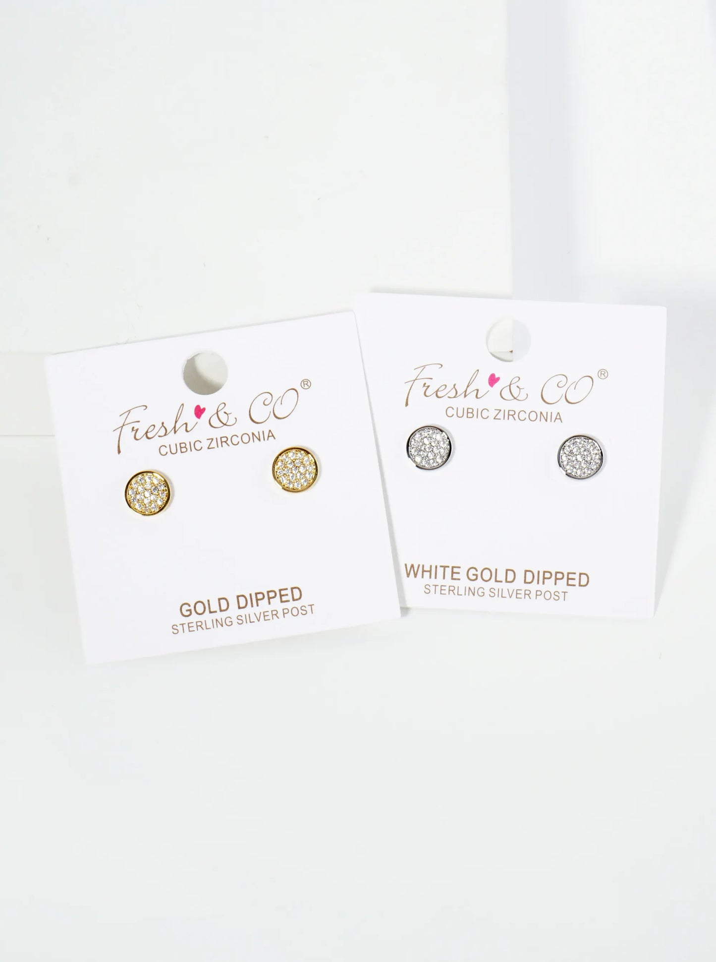 18K Gold Dipped Pave Set CZ 7mm Round Stud Earrings