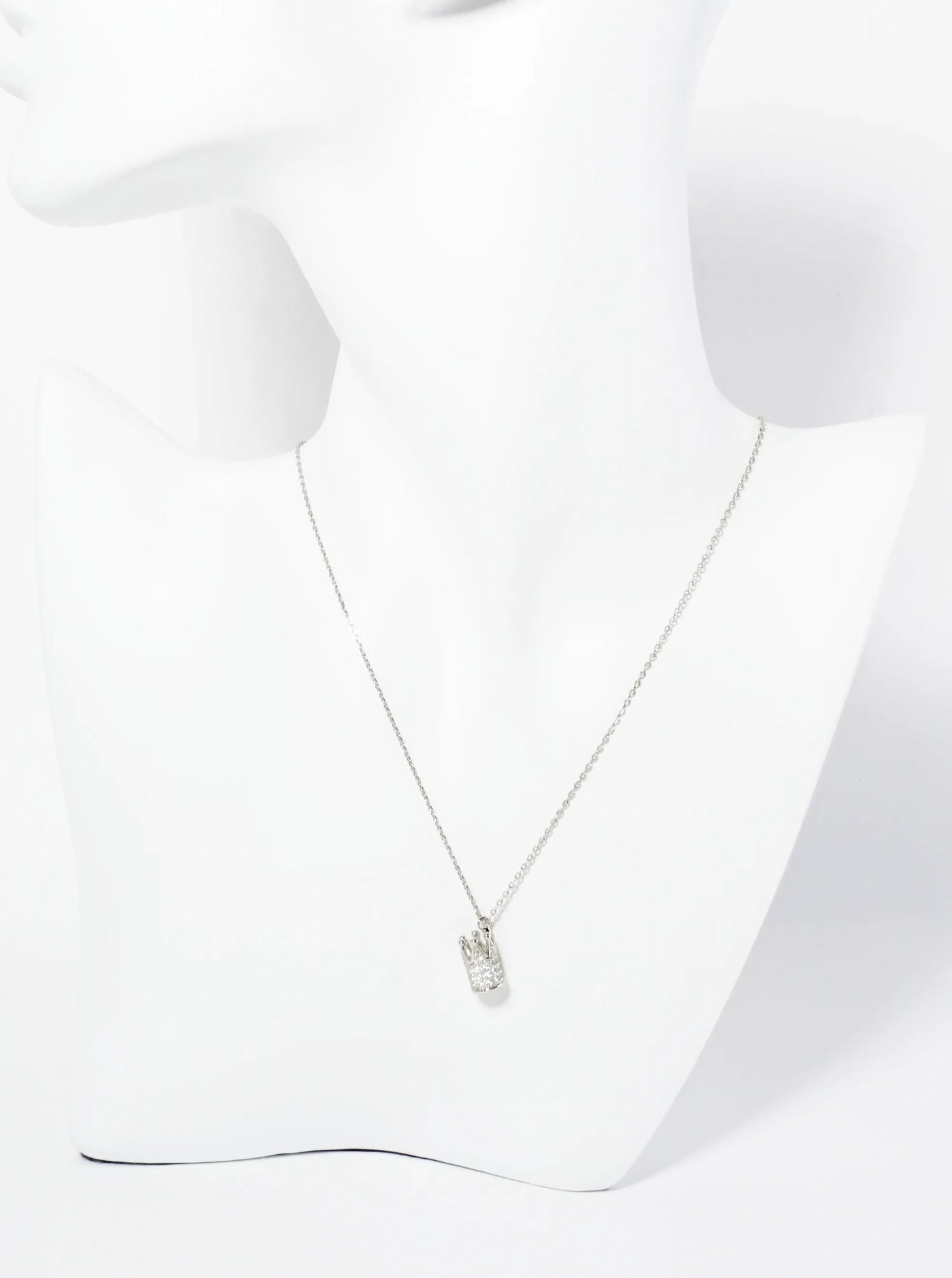 18K Gold Dipped Pave Set CZ Cylindrical Crown Pendant Necklace