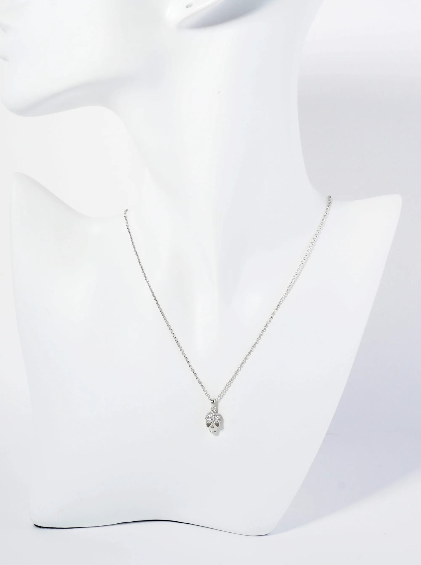 18K Gold Dipped Pave Set CZ Skull Pendant Necklace