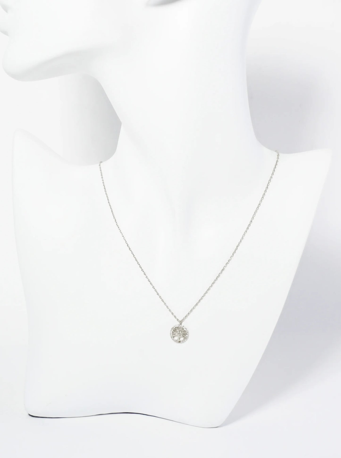 18K Gold Dipped Pave Set CZ Tree Of Life Pendant Necklace