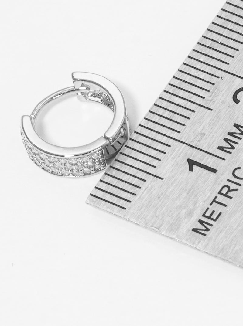 18K Gold Dipped Pave Set Cubic Zirconia 10mm Huggie Earrings