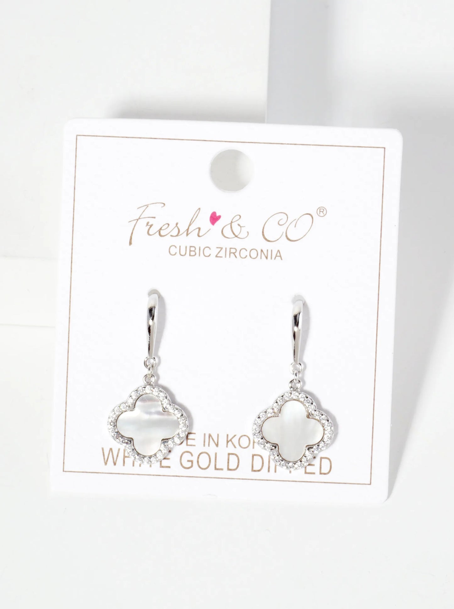 18K-Gold-Dipped Pave-Set Cubic-Zirconia 12mm Quatrefoil Drop Dangle Earrings