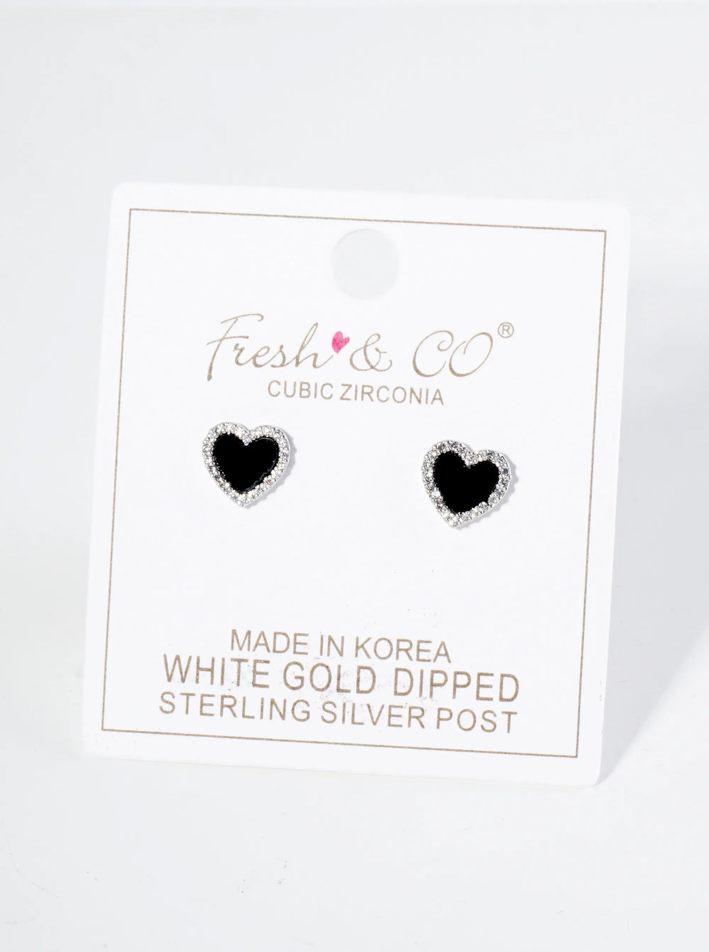 18K Gold Dipped Pave Set Cubic Zirconia 8mm Heart Stud Earrings