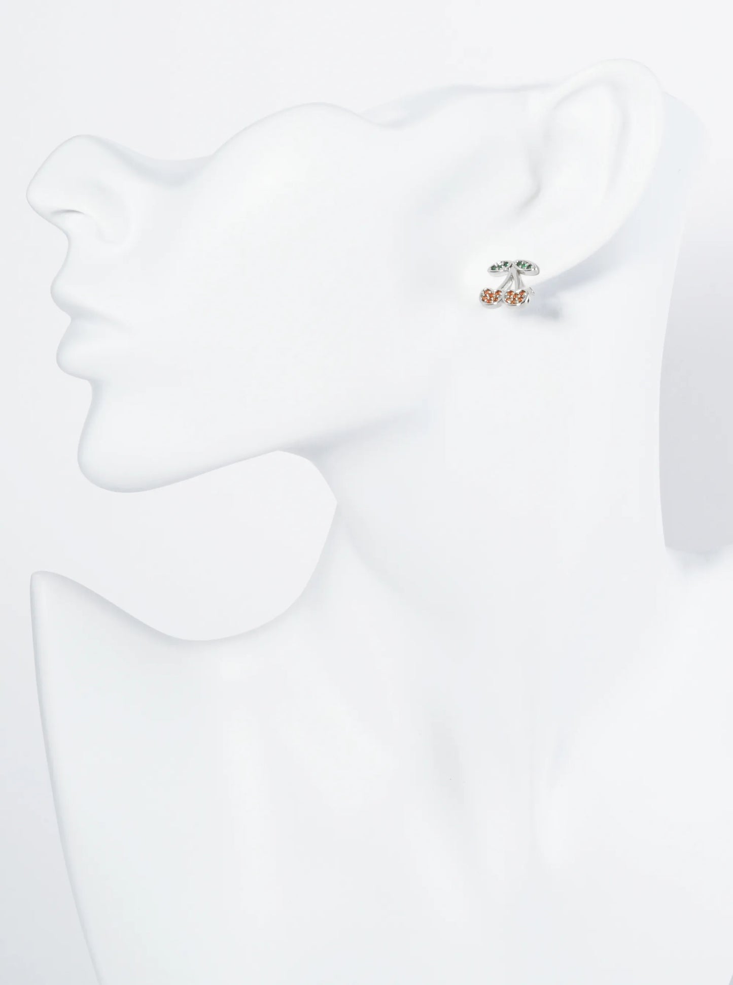 18K Gold Dipped Pave Set Cubic Zirconia Cherry Stud Earrings