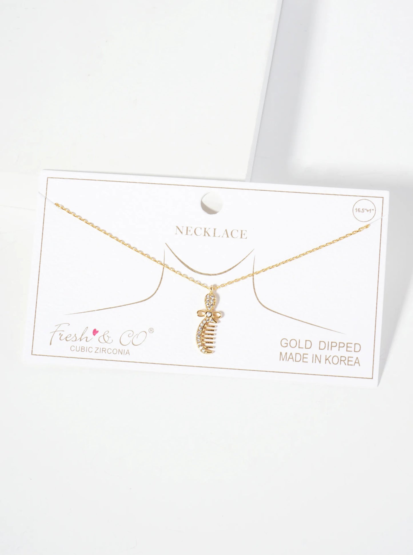 18K-Gold-Dipped Pave-Set Cubic-Zirconia Comb Pendant Necklace