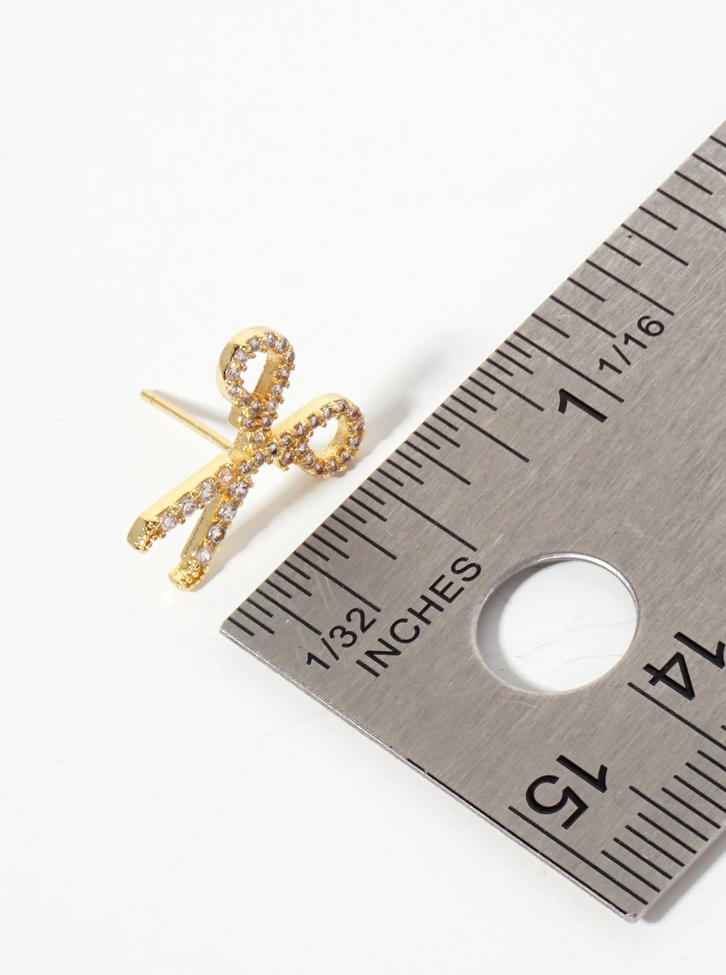 18K-Gold-Dipped Pave-Set Cubic-Zirconia Scissors Stud Earrings