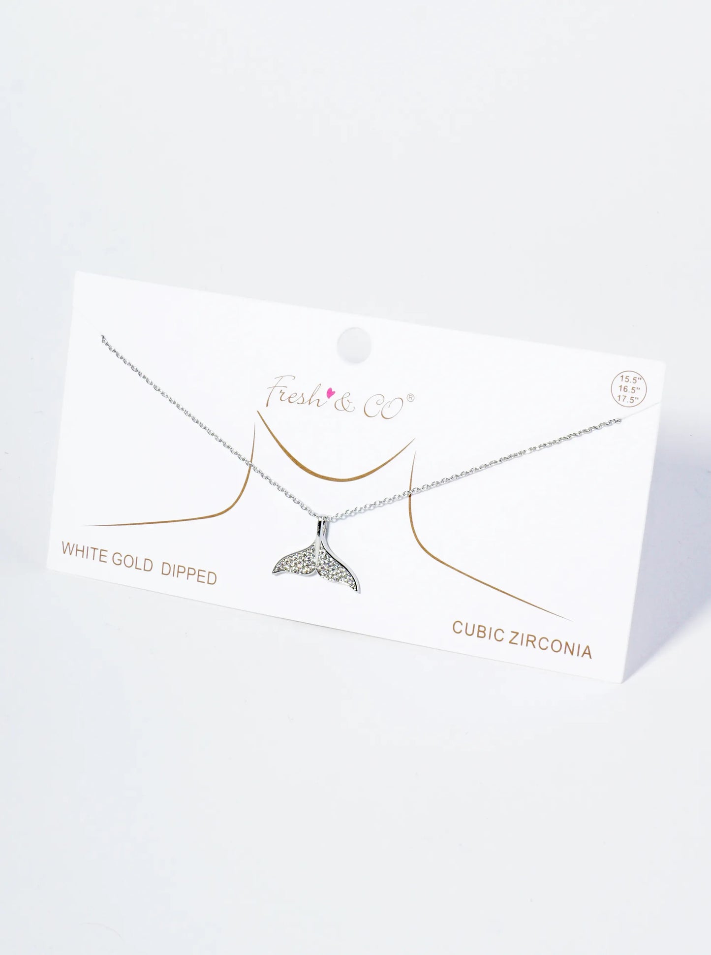 18K-Gold-Dipped Pave-Set Cubic-Zirconia Whale Tail Pendant Necklace
