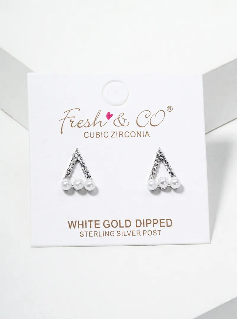 18K Gold Dipped CZ Pave Dainty Circle Post Stud Earrings