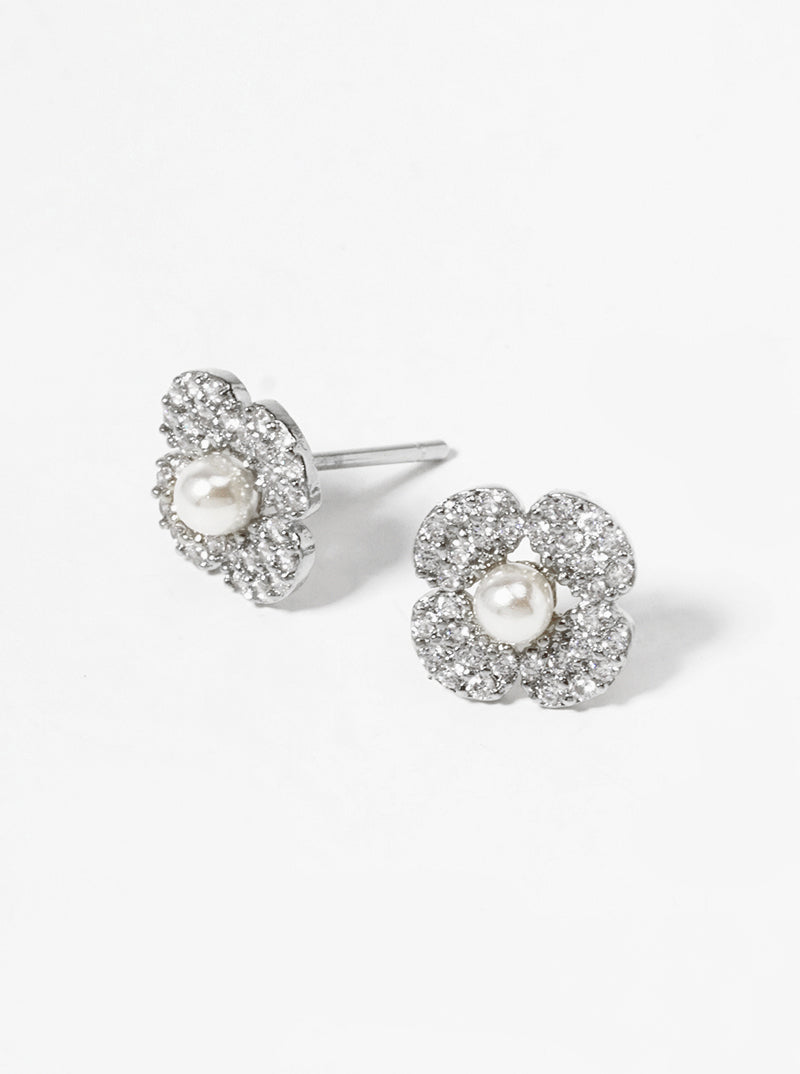 18k Gold Dipped CZ Pave Triangle Post Stud Earrings