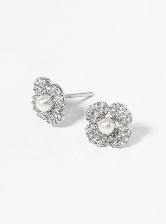 18k Gold Dipped CZ Pave Triangle Post Stud Earrings