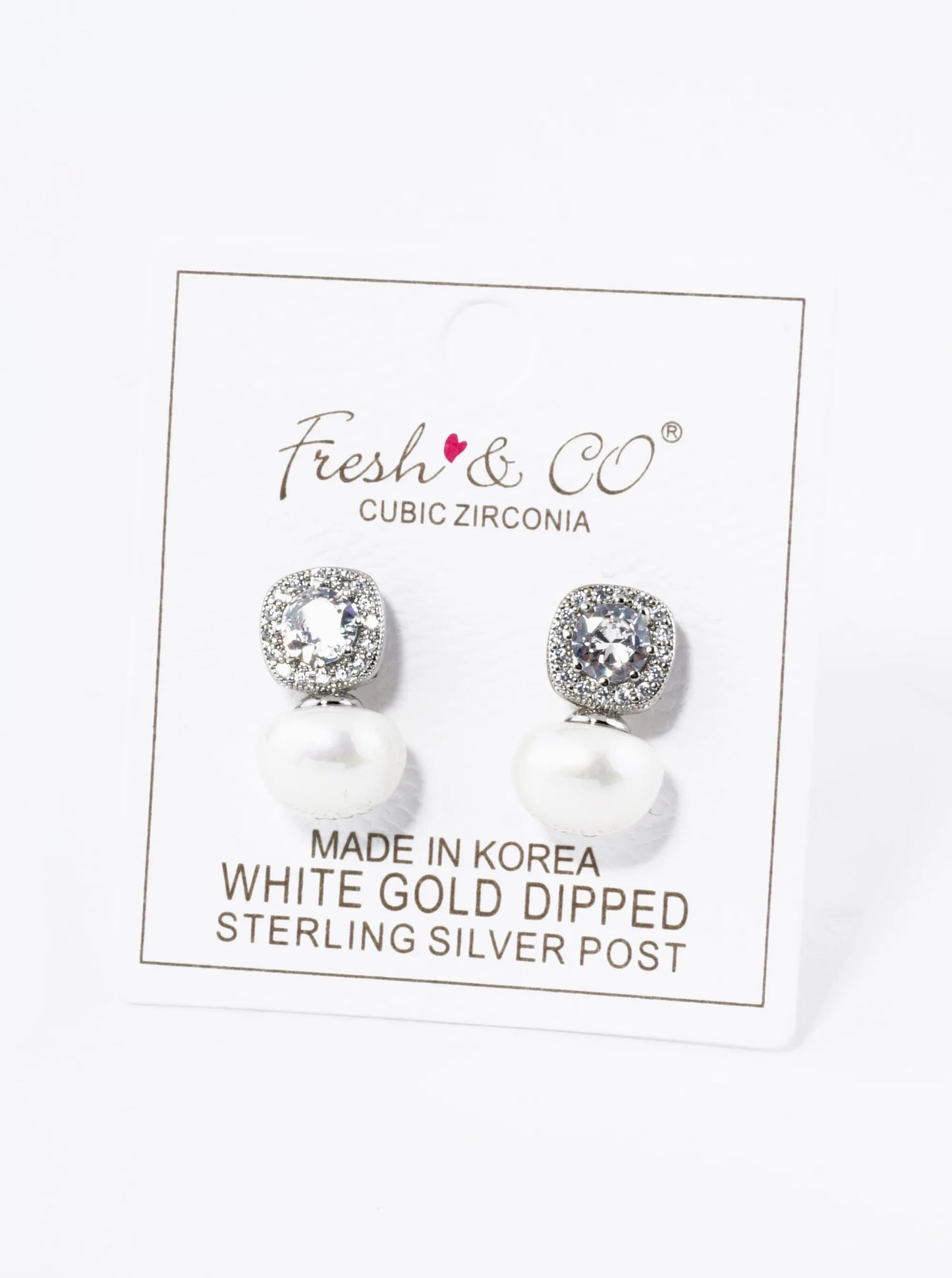 18K Gold Dipped Pearl Drop Cubic Zirconia Stud Earrings