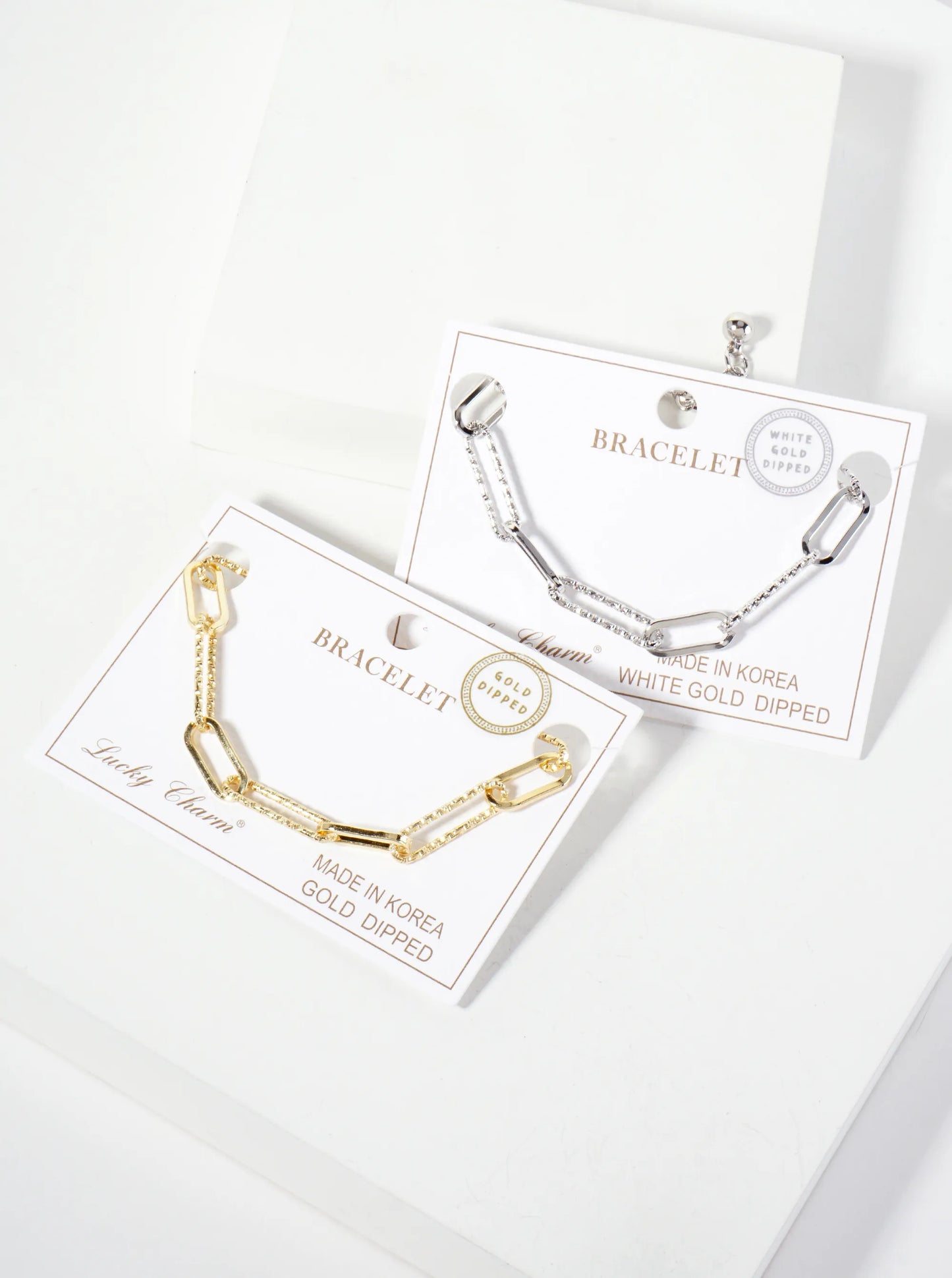 18K-Gold-Dipped Polished Brass 21-15mm Elegant Textured Link Bracelet