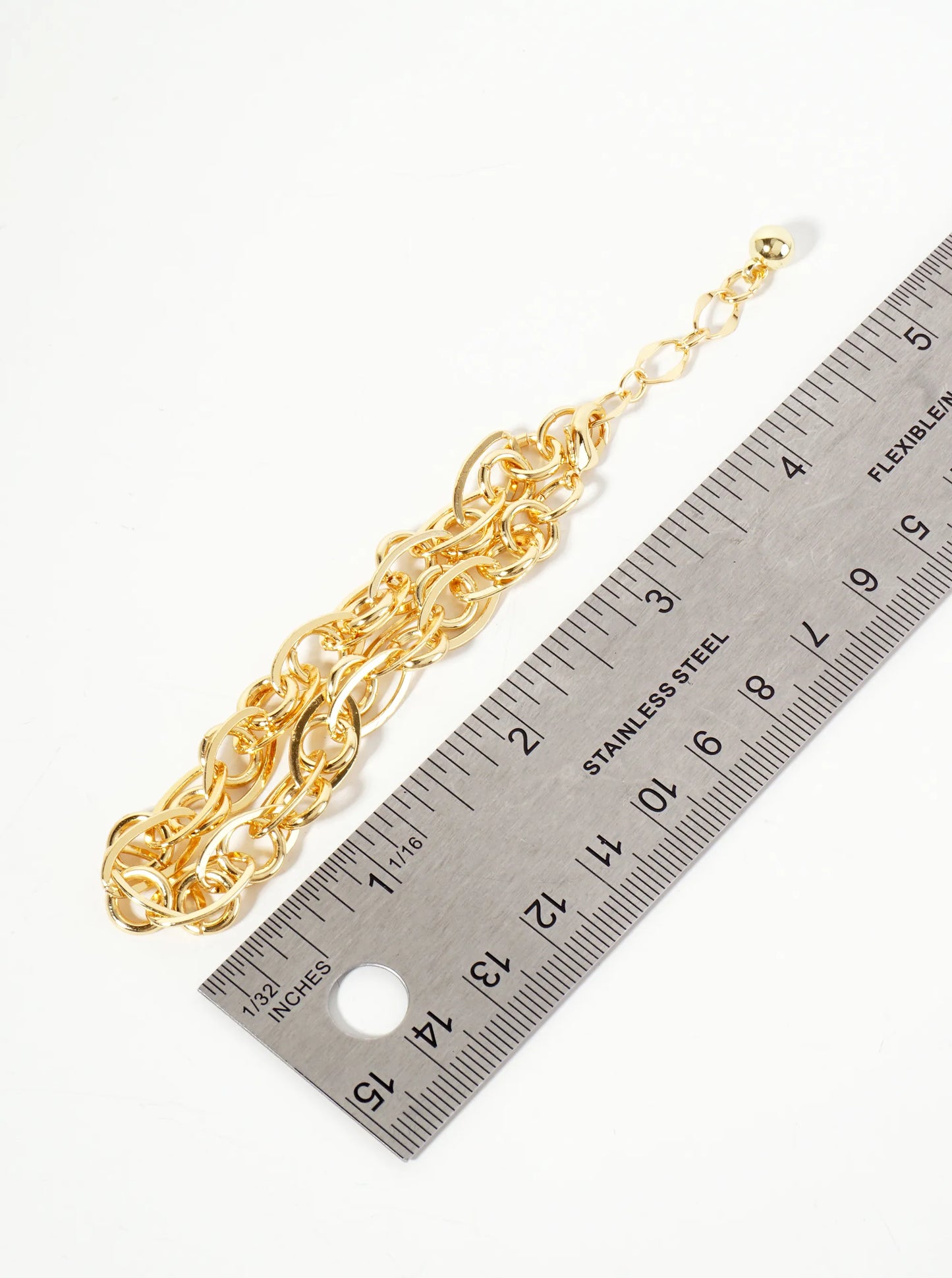 18K-Gold-Dipped Polished Brass Interwoven Chain Bracelet
