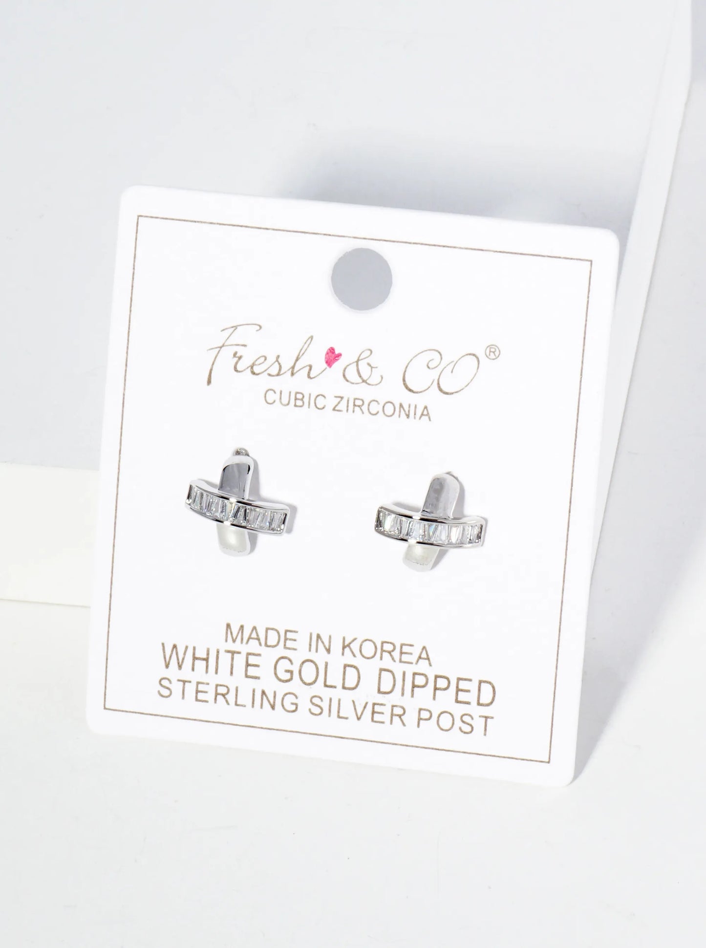 18K Gold Dipped Square CZ Embedded X Stud Earrings