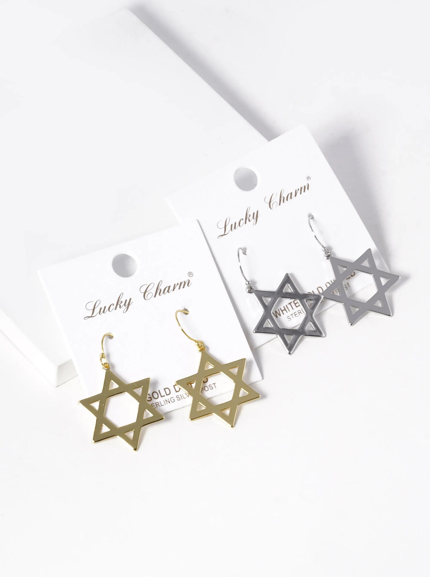 18K-Gold-Dipped Star Of David Dangle Drop Earrings