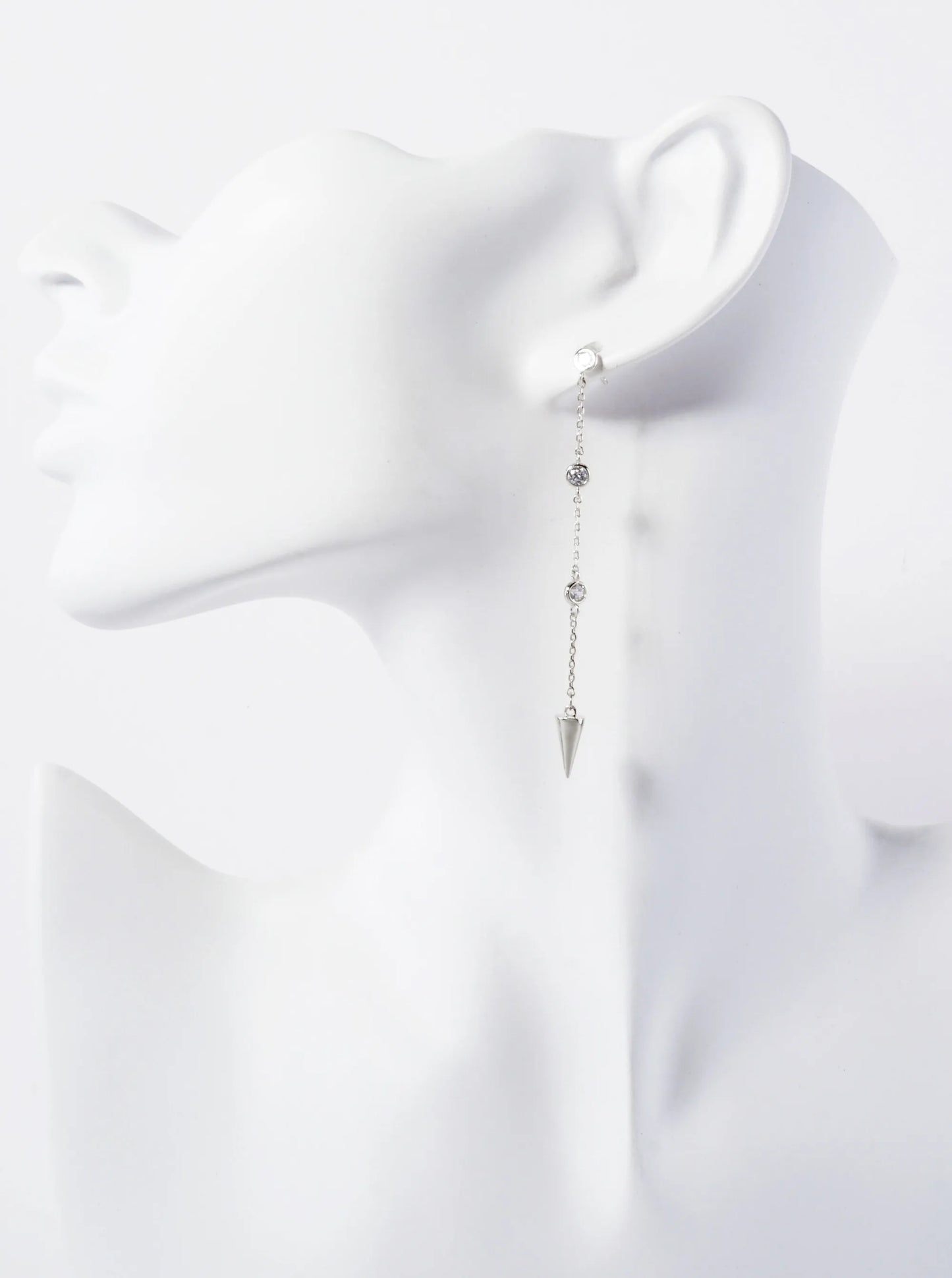 18K-Gold-Dipped Station Cubic-Zirconia Chain Drop Earrings With Spike Accents