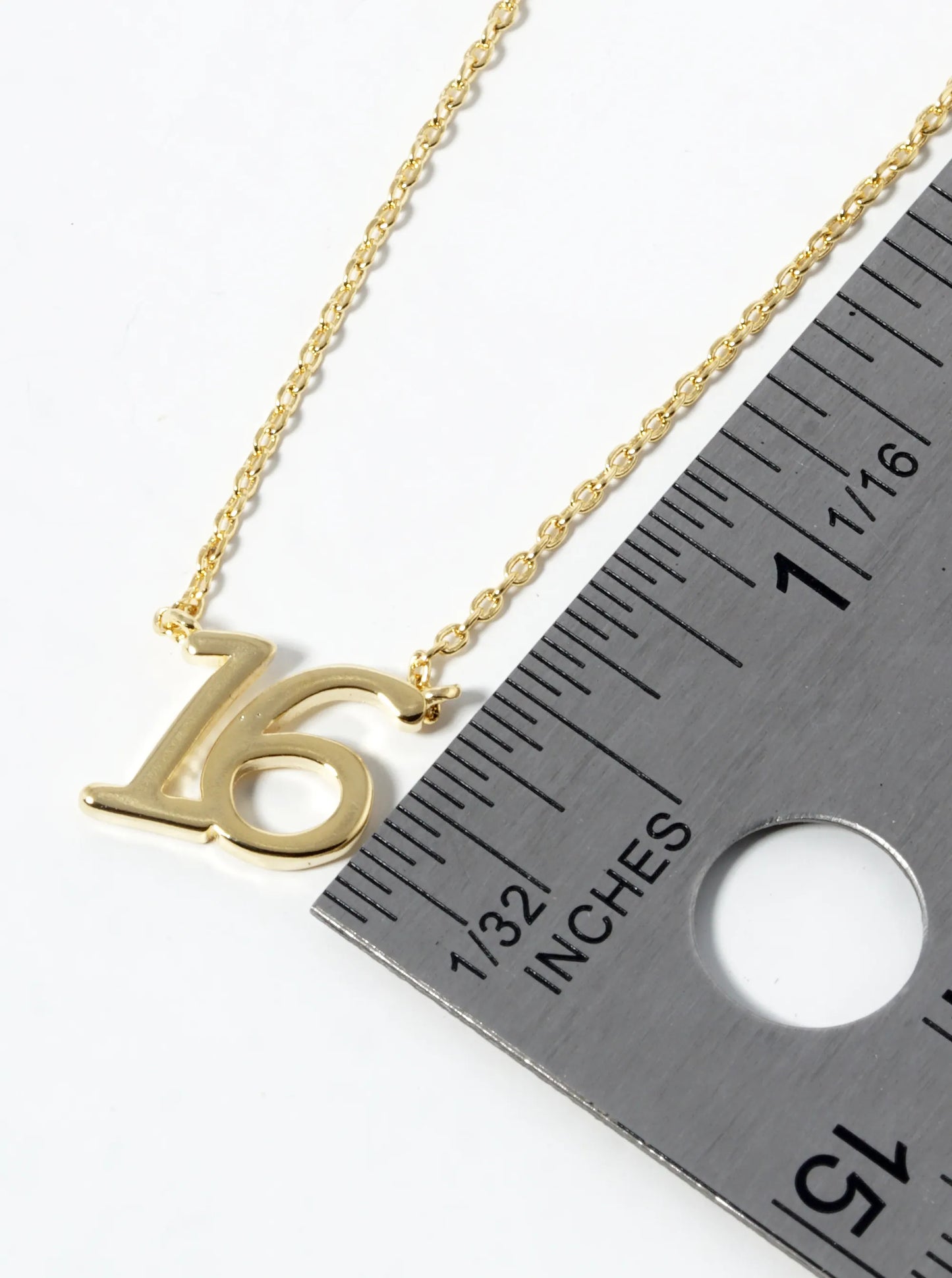 18K Gold Dipped Sweet 16 Pendant Necklace