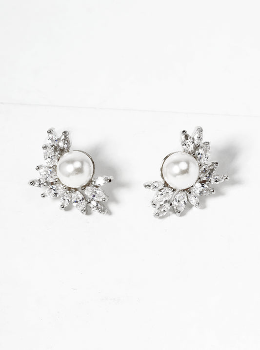 18k Gold Dipped CZ Pave Heart Post Stud Earrings