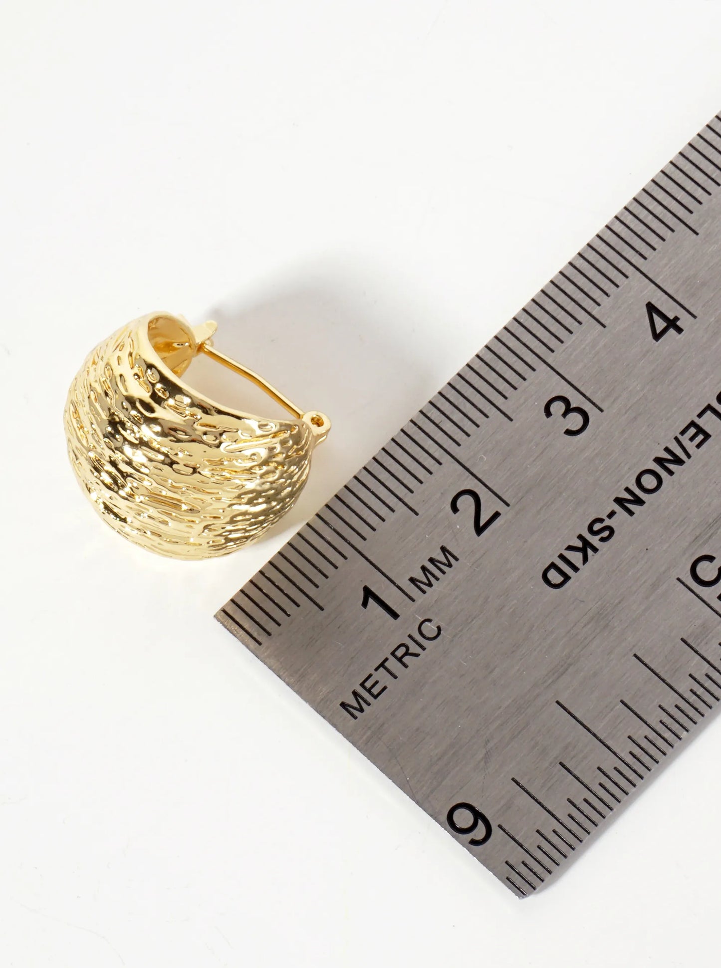 18K-Gold-Dipped Textured 18mm Sphere Brass Hoop Earrings