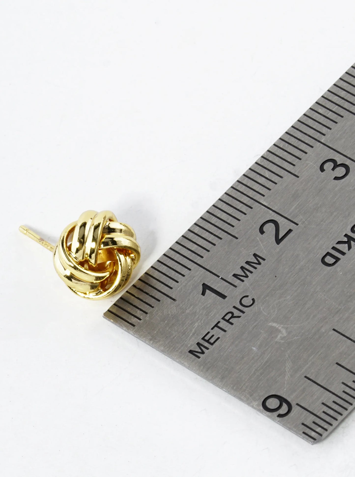 18K Gold Dipped Textured 9mm Love Knot Stud Earrings