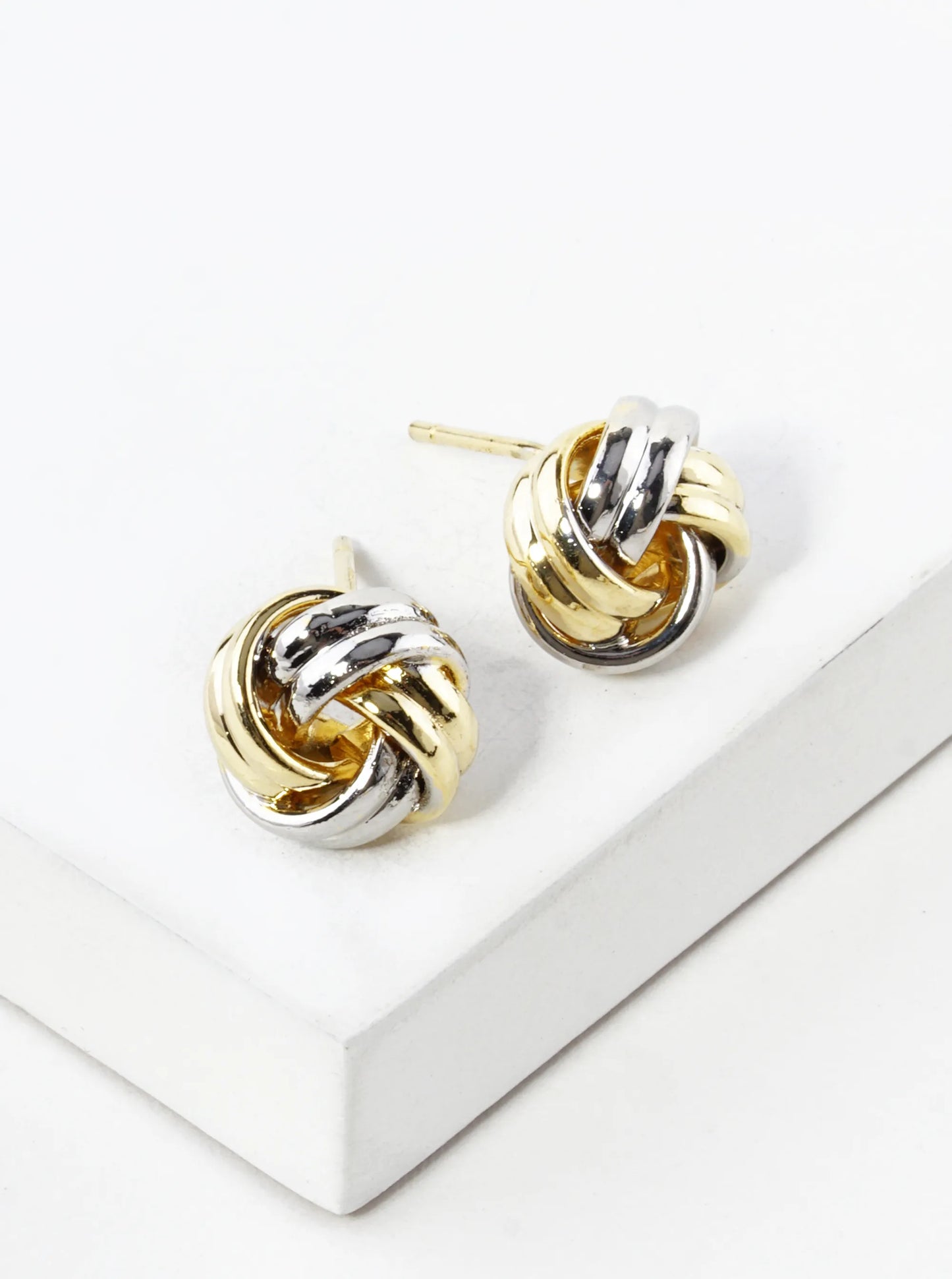 18K Gold Dipped Textured 9mm Love Knot Stud Earrings