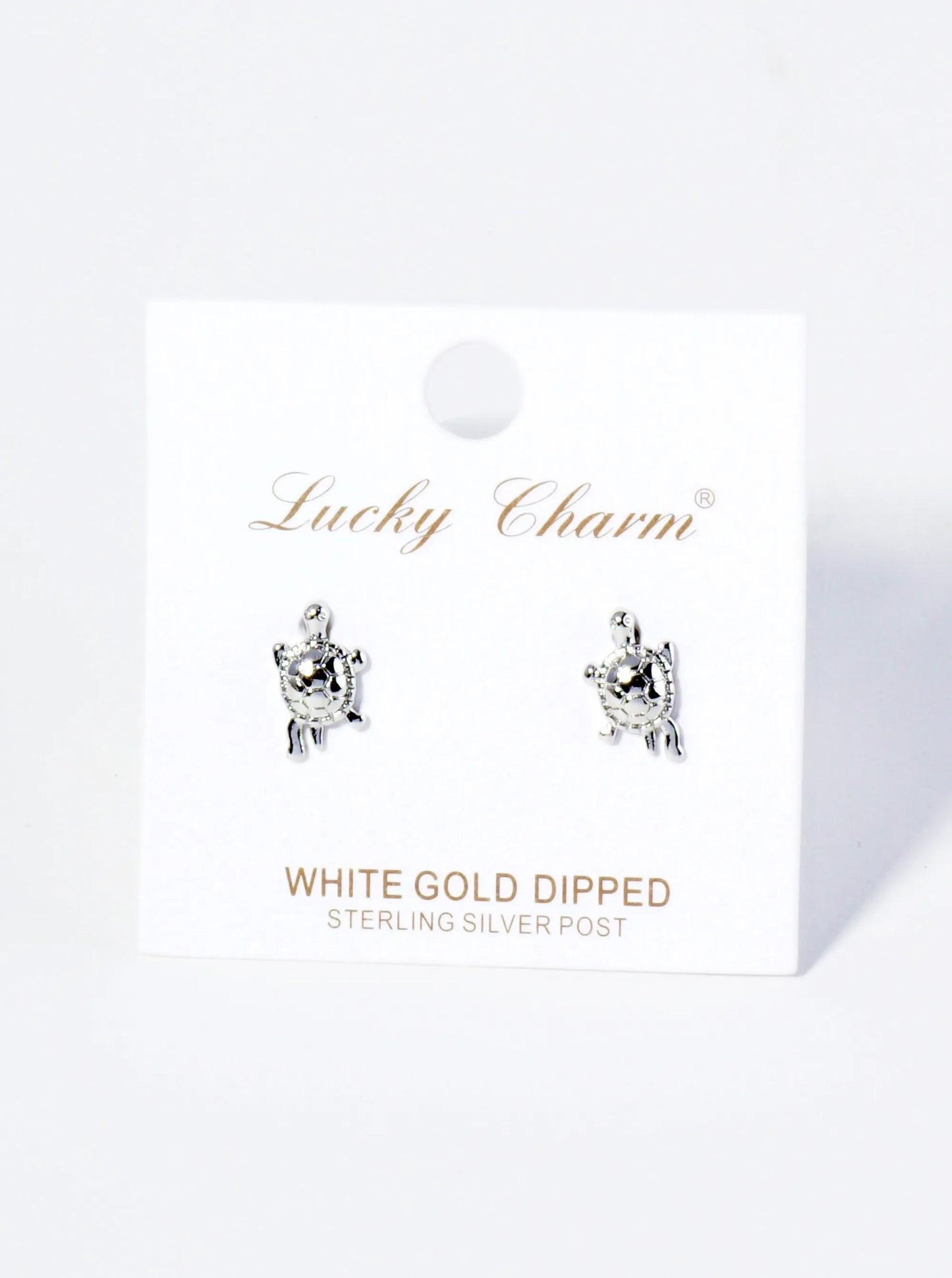 18K Gold Dipped Textured Brass Turtle Stud Earrings