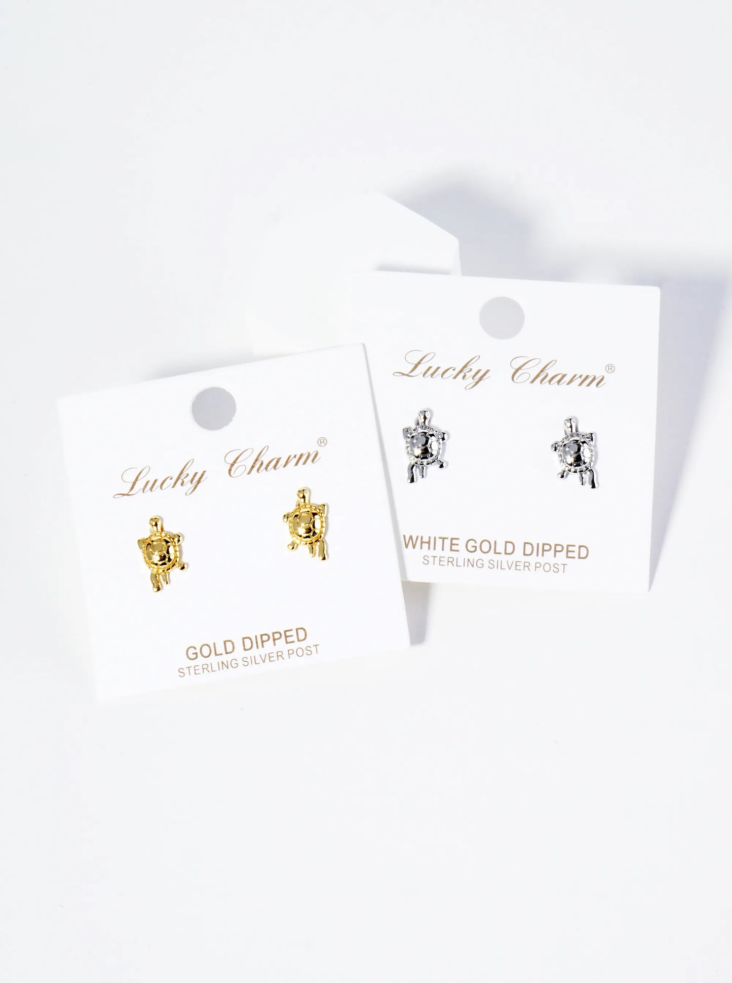 18K Gold Dipped Textured Brass Turtle Stud Earrings