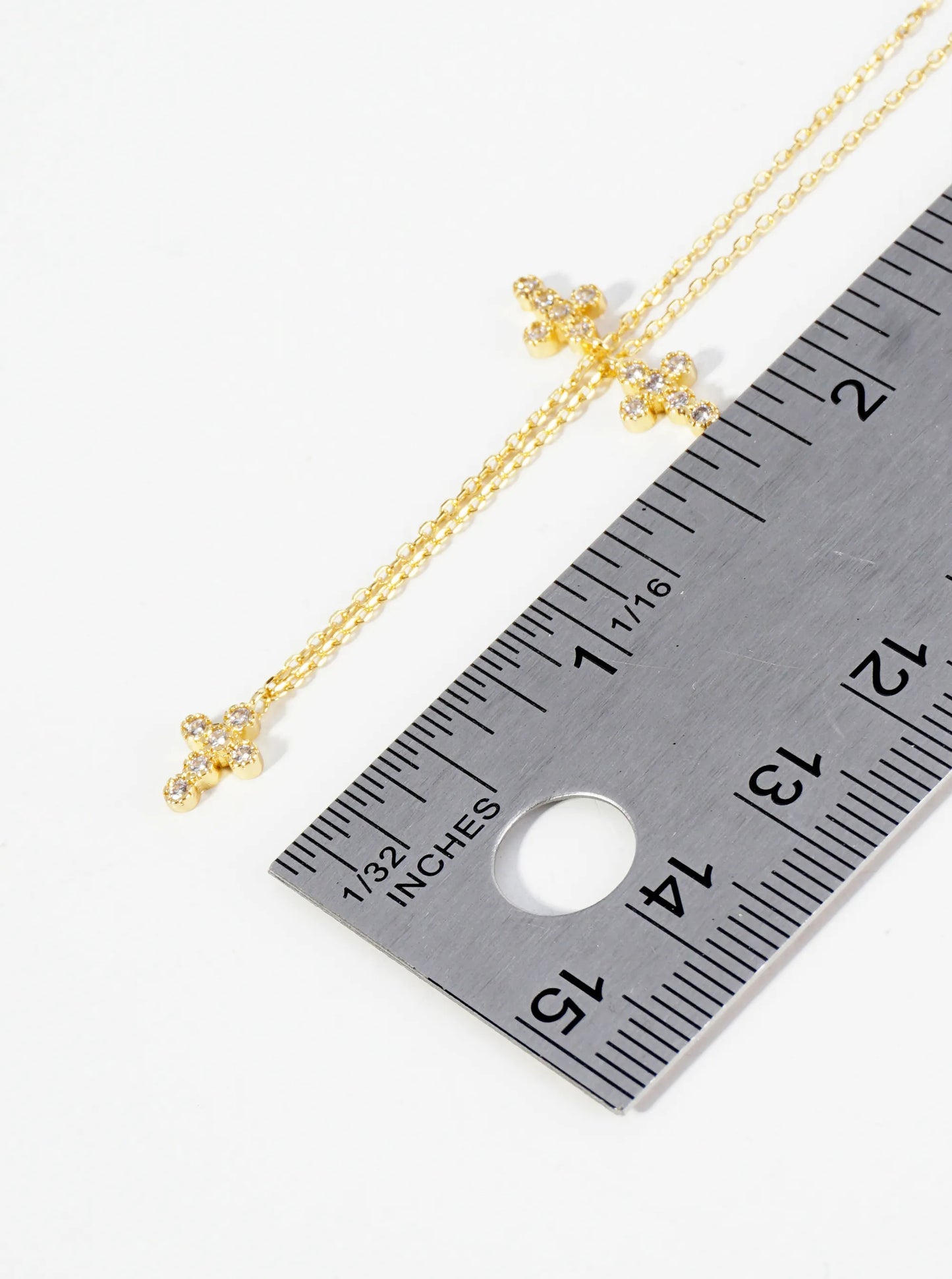18K Gold Dipped Three Cubic Zirconia Cross Charms Brass Chain Anklet