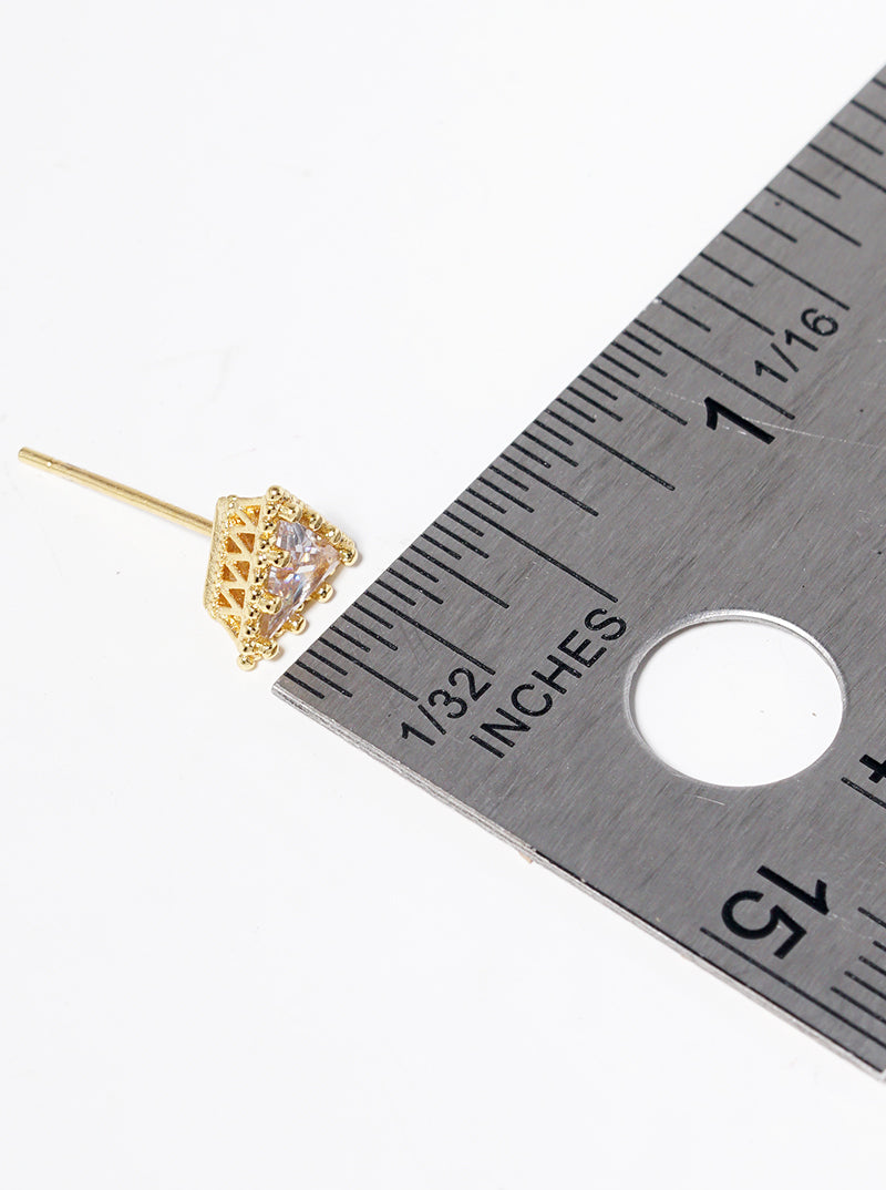 18K Gold Dipped CZ Pave Heart Stud Earrings