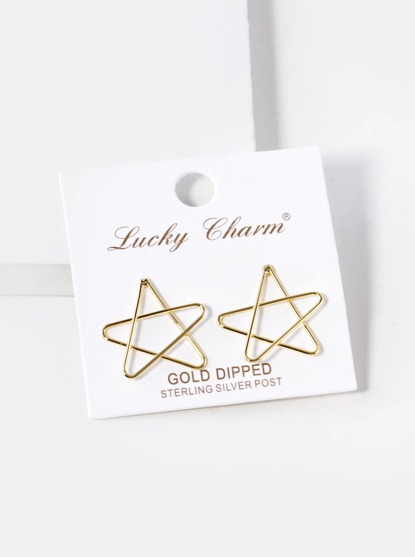 18K Gold Dipped Flat Brass Four Leaf Clover Stud Earrings