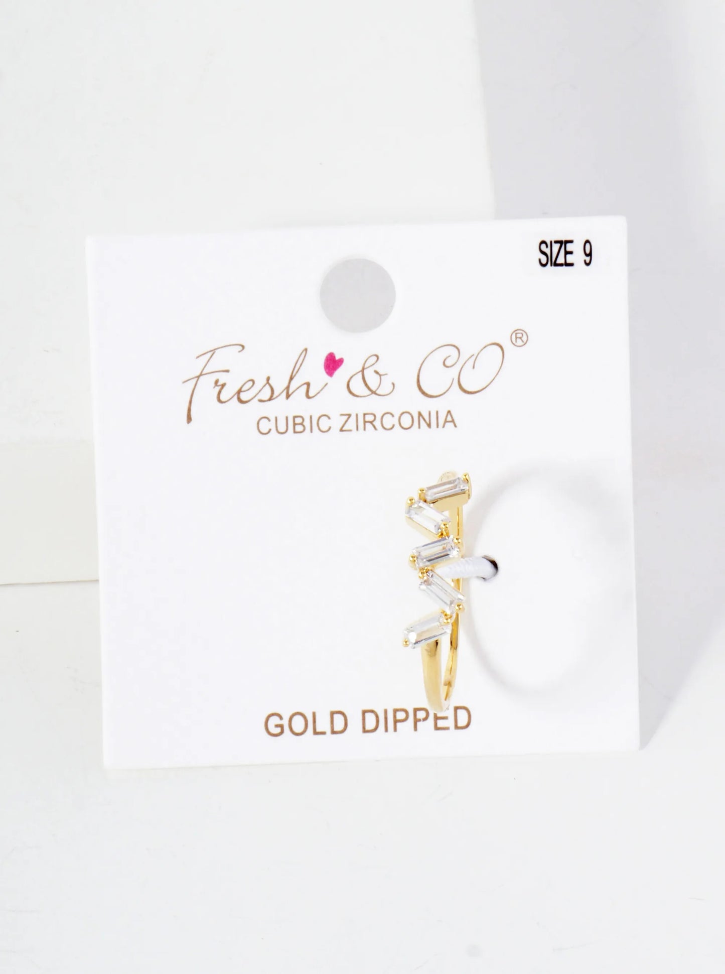 18K-Gold-Dipped Zigzag Baguette CZ Ring