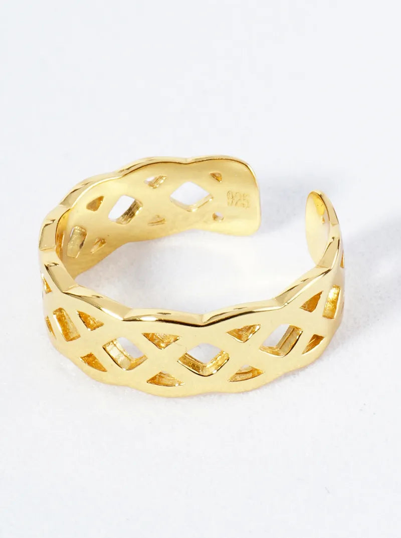 18K Gold Plated 925 Sterling Silver Adjustable Toe Ring