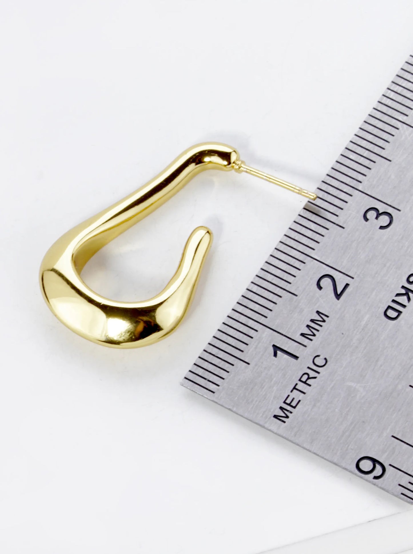 18K Gold Plated Stainless Steel 30mm Organic Hoop Earrings
