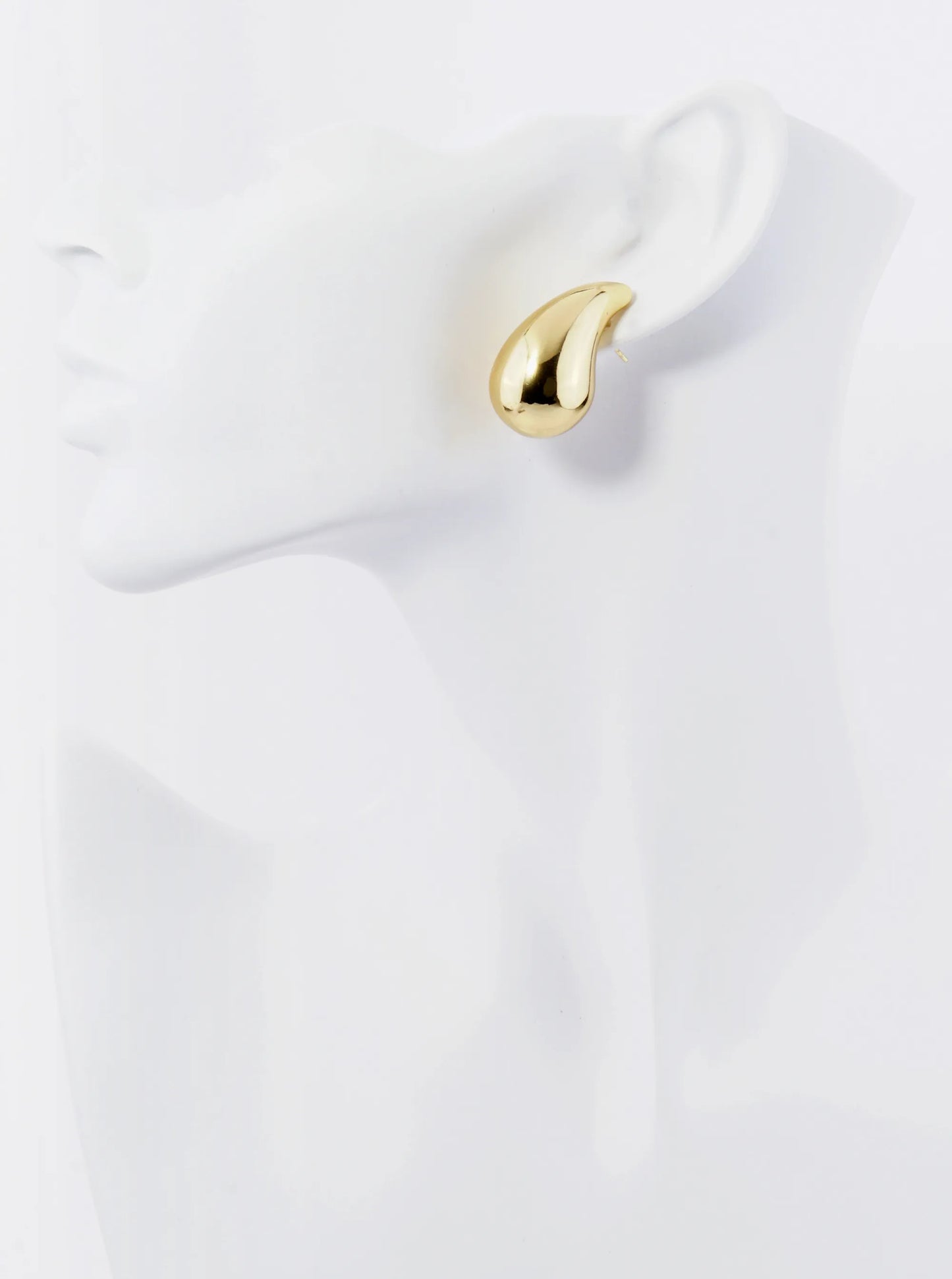 18K Gold Plated Stainless Steel 32mm Puffy Teardrop Stud Earrings