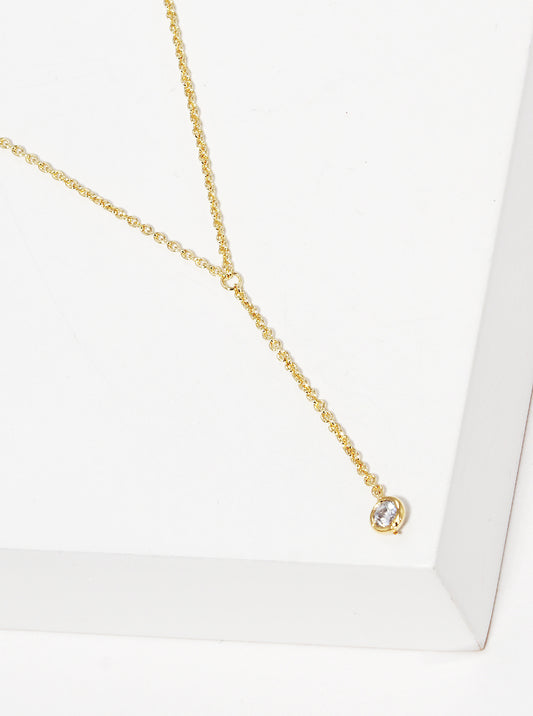18K Gold Dipped 3mm Cubic Zirconia Stone Chain Drop Necklace