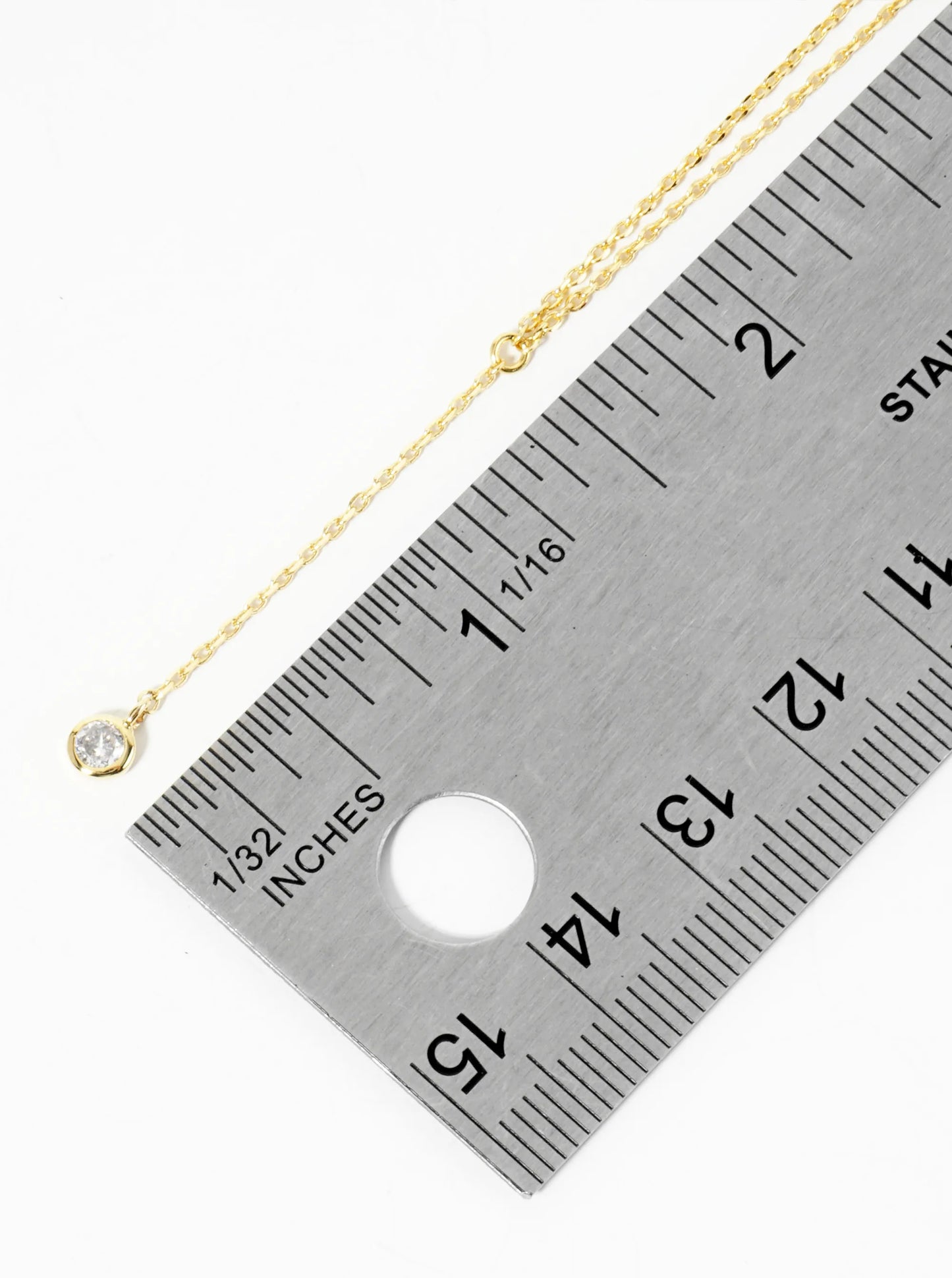 18K Gold Dipped 3mm Cubic Zirconia Stone Chain Drop Necklace