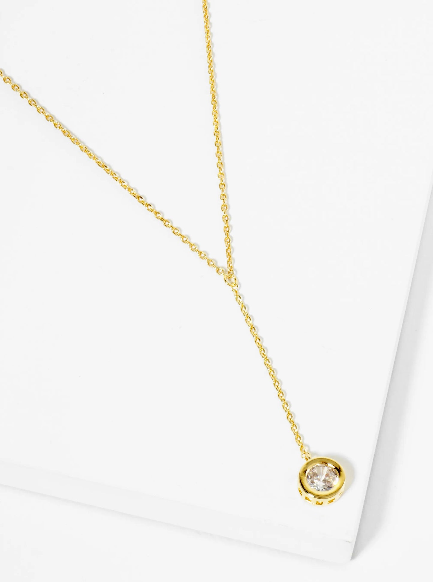 18K Gold Dipped 7mm Cubic Zirconia Stone Chain Drop Necklace