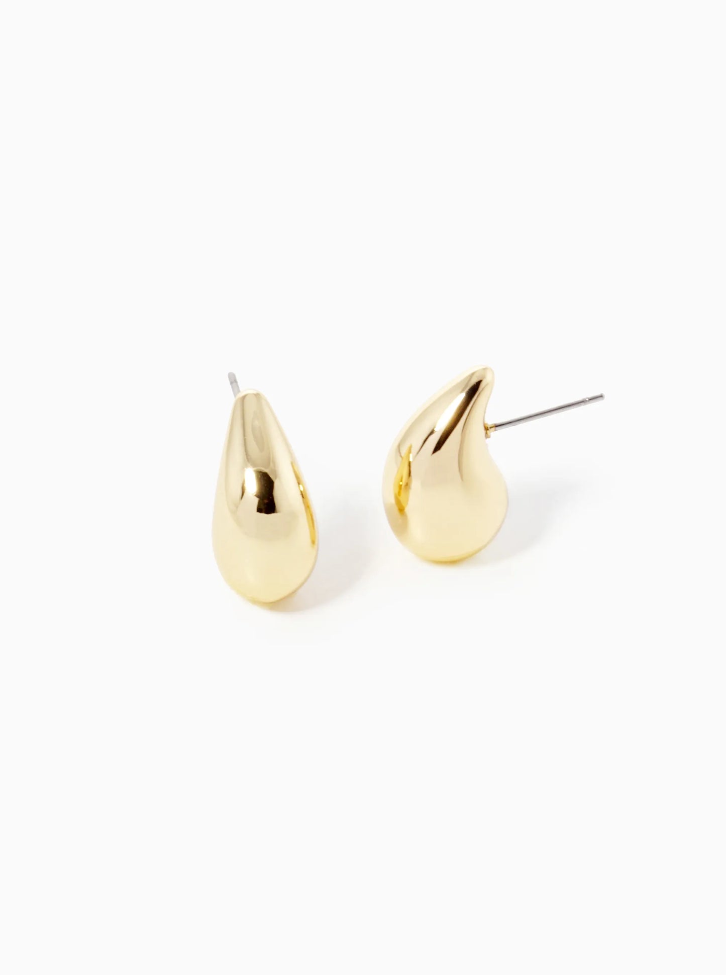 18k Gold Dipped 0 75 Inch Hollow Puffy Teardrop Stud Earrings