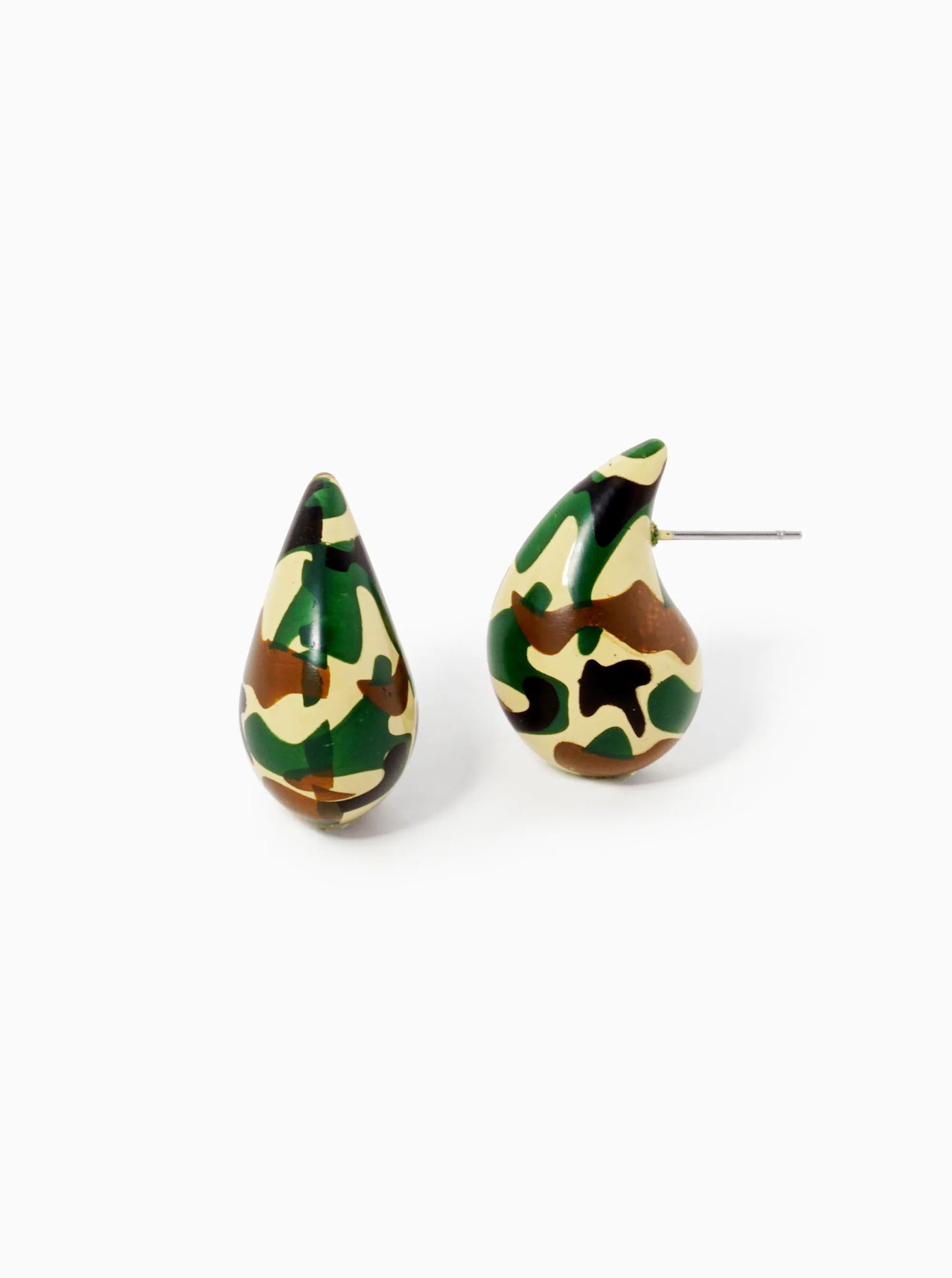 18k Gold Dipped 1 Inch Hollow Puffy Teardrop Stud Earrings